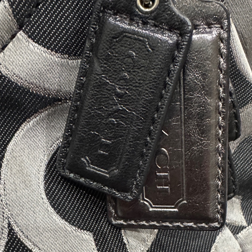 Coach Black Denim and Gray Circle Pattern Hobo Bag - Picture 3 of 12